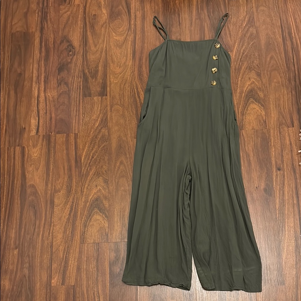 Olive Green Jumpsuit with Button Detail